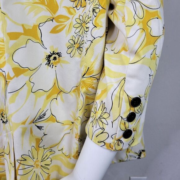 Harve Benard Yellow Floral Print Single Button Closure Blazer - Picture 8 of 11